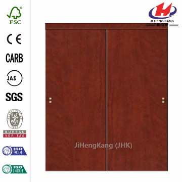 60 in. x 96 in. Smooth Flush Solid Core Cherry MDF Interior Closet Sliding Door with Matching Trim